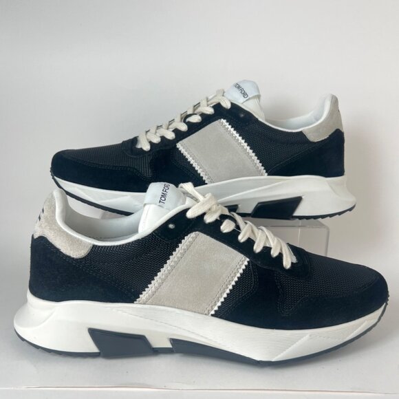 Tom Ford Technical Sneakers Black White Leather Lace-Up Men Shoes Size 10 main image 14